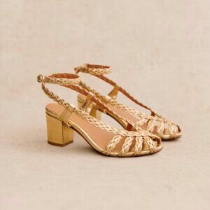 Sézane Natacha Sandals Smooth Braided Gold - Size US 8 / FR 39 / UK 6
